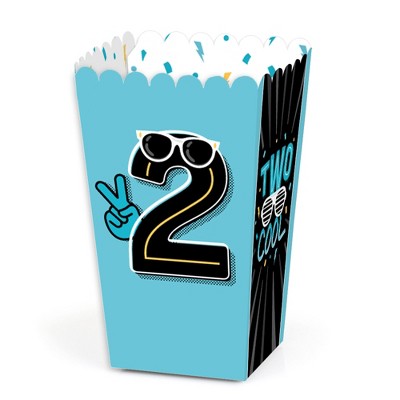 Big Dot of Happiness Two Cool - Boy - Blue 2nd Birthday Party Favor Popcorn Treat Boxes - Set of 12