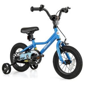 Costway 12"/14"/16"/18" Kids Training Bike with Removable Training Wheels Pneumatic Tires Navy/Black - 1 of 4