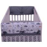 Bacati - Woodlands Gray/Beige Neutral Cotton Crib Rail Guard Covers set of 2