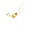 Slickblue Women's Jewelry Set, Oval Dome Pendant Necklace & Ball Shape Earrings, Metal Gold, Boho Style - 2 of 3