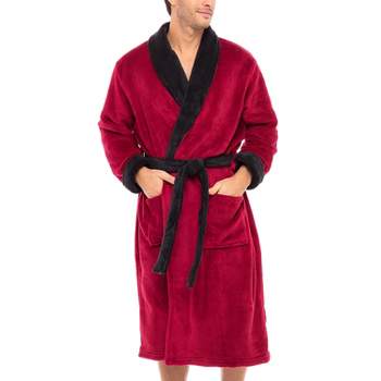 Men's Plush Fleece Robe, Soft Cozy Warm Wrap Around Bathrobe
