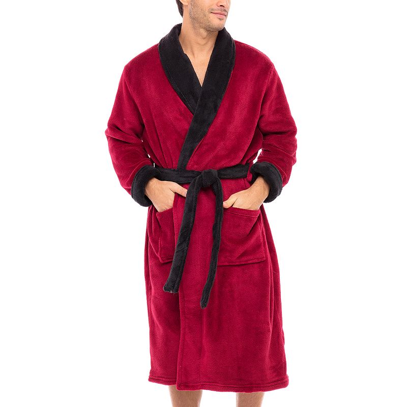 Men's Plush Fleece Robe, Soft Cozy Warm Wrap Around Bathrobe, 1 of 9