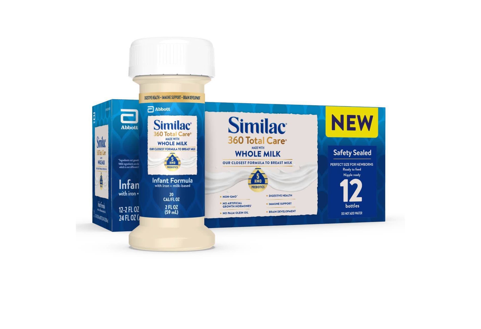 Similac 360 Total Care Whole Milk Ready to Feed Infant Formula Bottles - 2 fl oz/12ct