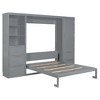 TIRAMISUBEST Queen Size Murphy Bed Wall Bed with Bulit-in Wardrobe and 5 Storage Drawers, Space Saving Foldable Murphy Cabinet Bed with Open Shelves - 4 of 4