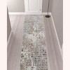 HomeRoots 12' Tan Ivory And Blue Geometric Power Loom Distressed Runner Rug - 2 of 4