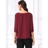 INSPIRE CHIC Women's 3/4 Puff Sleeve Elastic Cuff Round Neck Dressy Office Shirt - 3 of 4
