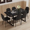 NicBex 5 PCS/7 PCS Black Marble Pattern MDF Dining Table Set with 4/6 Black PU Chairs for Dining Meeting Room,Black - 2 of 4