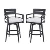 JUJABU Modern 2-Piece Outdoor Swivel Bar Chairs with Black Cushions and Weather-Resistant Aluminum Frame - 2 of 4