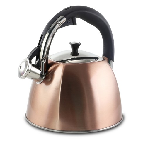 Mr. Coffee 3 qt. 12 Cups Stainless Steel Whistling Tea Kettle with Stay Cool Handle in Black