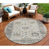Ivory And Gray Floral Washable Indoor Outdoor Area Rug - 2 of 4