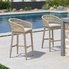 PURPLE LEAF Outdoor Rattan Bar Stools Set of 2 Modern Boho Aluminum Patio Bar Height Chair with Cushion for Garden Outdoor and Indoor - 2 of 4