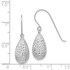 Black Bow Jewelry 15mm Diamond Cut Puffed Teardrop Dangle Earrings in 14k White Gold - 4 of 4
