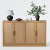 PexFix 62" W x 31" H Modern Sideboard Cabinet with 4-Doors Rattan Panel Buffet Console Accent Storage Cabinet for Hallway Entryway Dining Room Natural - 3 of 4
