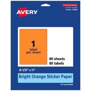 Avery Bright Orange Sticker Paper, 8.5" x 11" Rectangle - 1 of 4