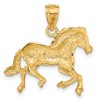 Black Bow Jewelry 14k Yellow Gold Satin and Diamond Cut Horse Pendant, 22mm - 3 of 4