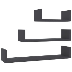 vidaXL Wall Display Shelf 3 pcs Gray Engineered Wood - 1 of 4