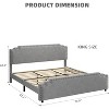 King Bed Frame with Rivet Decorate Headboard and Tailboard,Platform Metal Bed Frame with Velvet Upholstered Headboard,No Box Spring Needed,Grey - 2 of 4