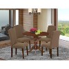 5-Piece Mahogany Finish Solid Wood Top Dining Table with 4 Upholstered Chairs with Drop Leaf - 2 of 4