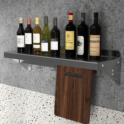 Stainless Steel Shelving, 12"x24"/36"/48" Wall Mounted Floating Shelves with 7 Hooks - 240Lb Capacity for Cookware