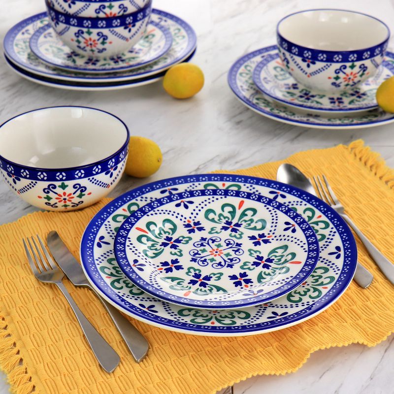 Laurie Gates California Designs Tierra Star 12 Piece Hand Painted Dinnerware Set in Blue, 3 of 9