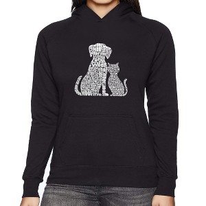 LA Pop Art Women's Word Art Hooded Sweatshirt - Dogs and Cats - 1 of 4