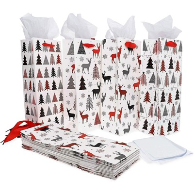 Bright Creations 24 Pack Christmas Gift Wrap Bags With Tissue Paper, 4  Designs (8 X 10 X 4.7 In) : Target