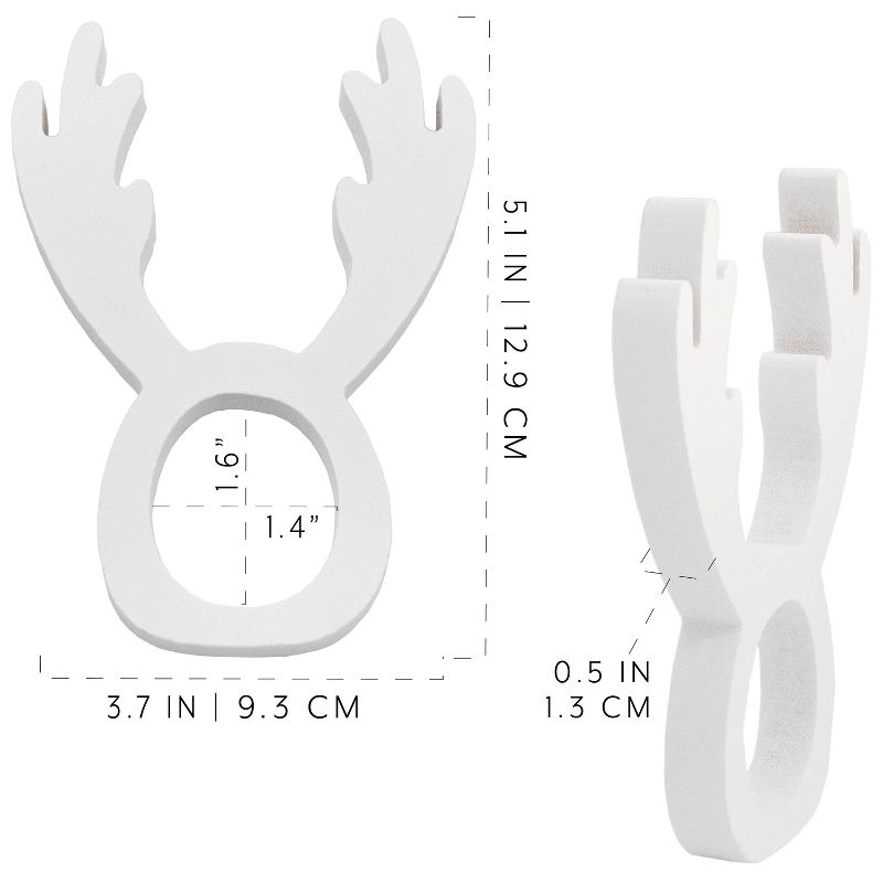 AuldHome Design Christmas Reindeer Napkin Rings, 4pk; Wooden Holiday Napkin Holder Rings, 3 of 9