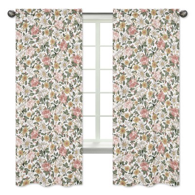 2pk Vintage Floral Window Panel Pink/Green - Sweet Jojo Designs