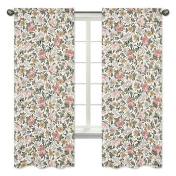 2pc Vintage Floral Kids' Window Panel Curtains Pink and Green - Sweet Jojo Designs
