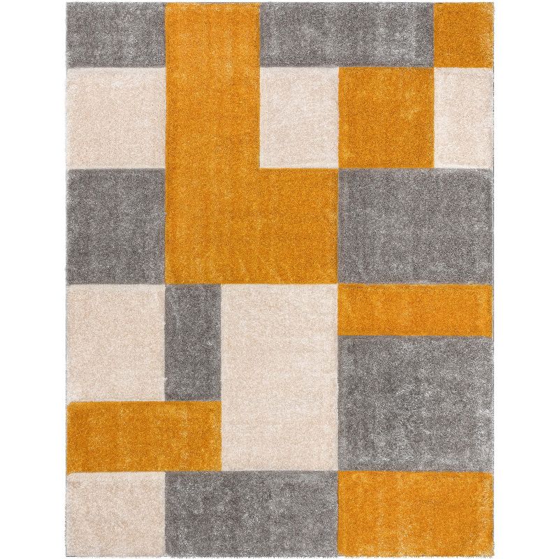 Well Woven Ella Geometric Boxes Thick Soft 3D Textured Shag Area Rug, 1 of 10