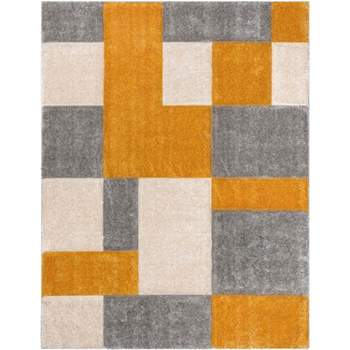Well Woven Ella Geometric Boxes Thick Soft 3D Textured Shag Area Rug