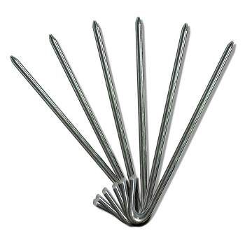 Moose Supply Steel Tent Hook Stakes Heavy Duty Ground Anchor Peg for Tents, Inflatables, Tarps and more, Silver 10 pack