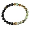 Crucible Men's Skull with African Turquoise and Matte Onyx Stone Beads Stretch Bracelet (8mm) - 2 of 4