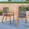 Outdoor Patio Dining Chair Set of 2,Armrest Dining Chair with Mesh Seating and Acacia Wood Legs for Garden,Poolside-Tanpinhause - 2 of 4
