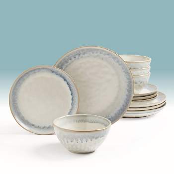 12pc Stoneware Arlington Dinnerware Set White - Mason Craft and More