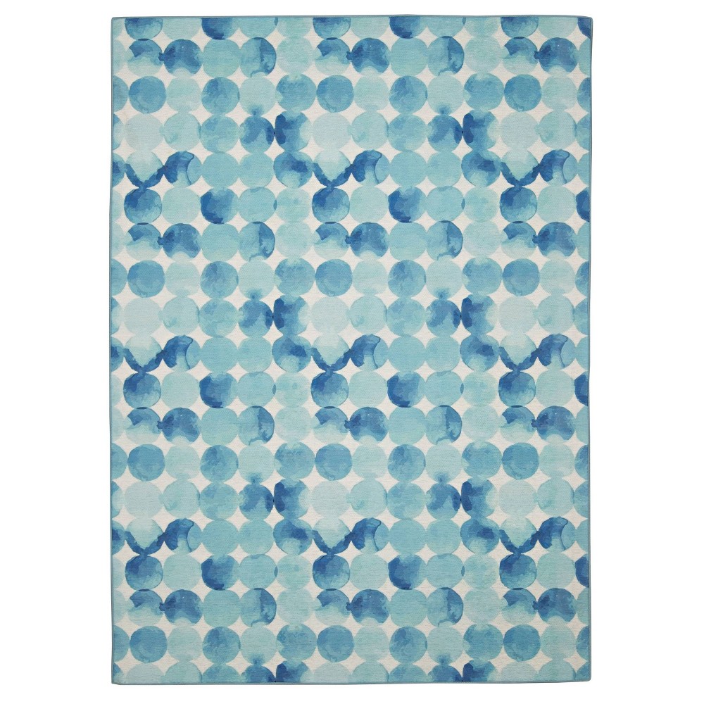 7'x9' Kai Washable Outdoor Rug Blue/Ivory - Linon