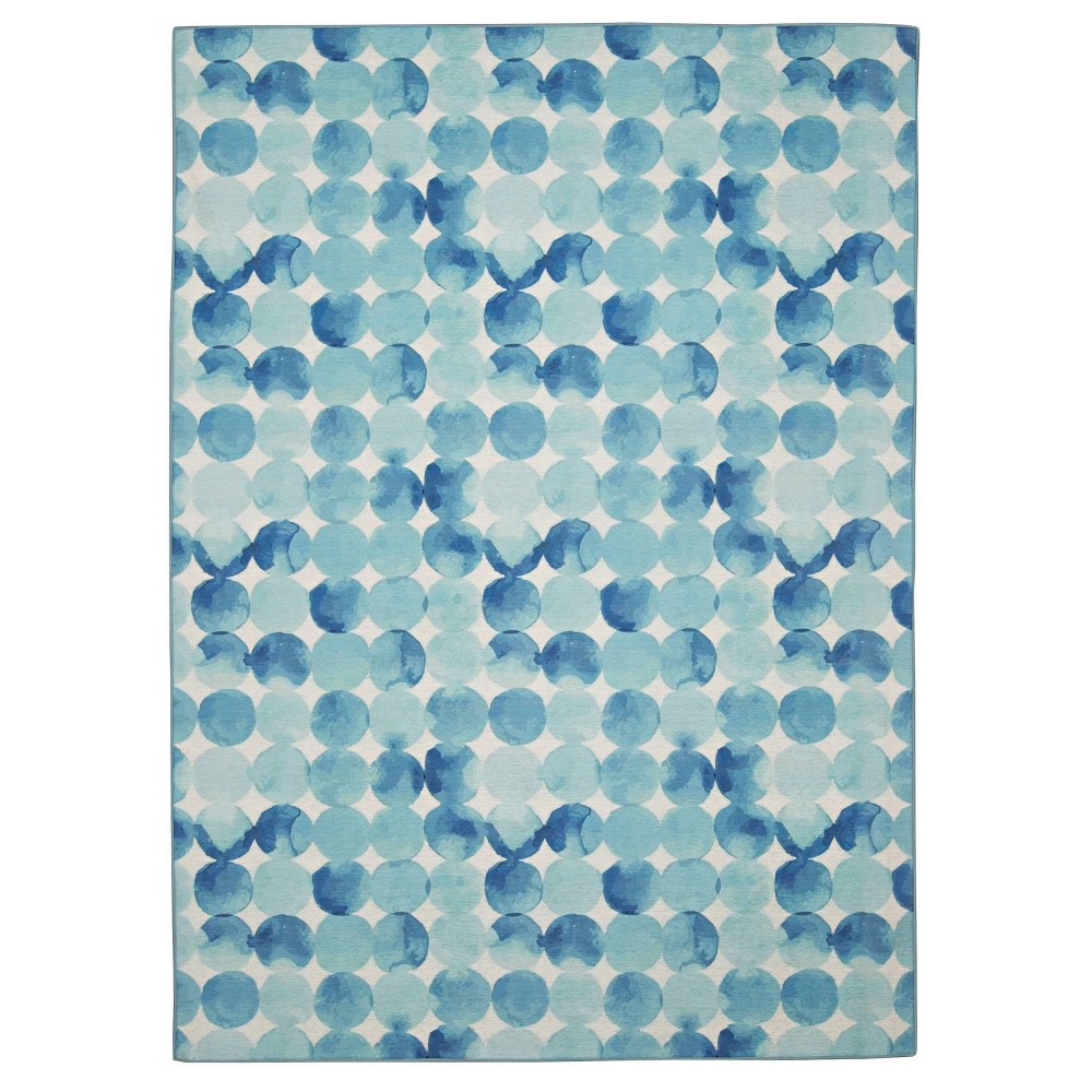 Photos - Area Rug Linon 7'x9' Kai Washable Outdoor Rug Blue/Ivory  