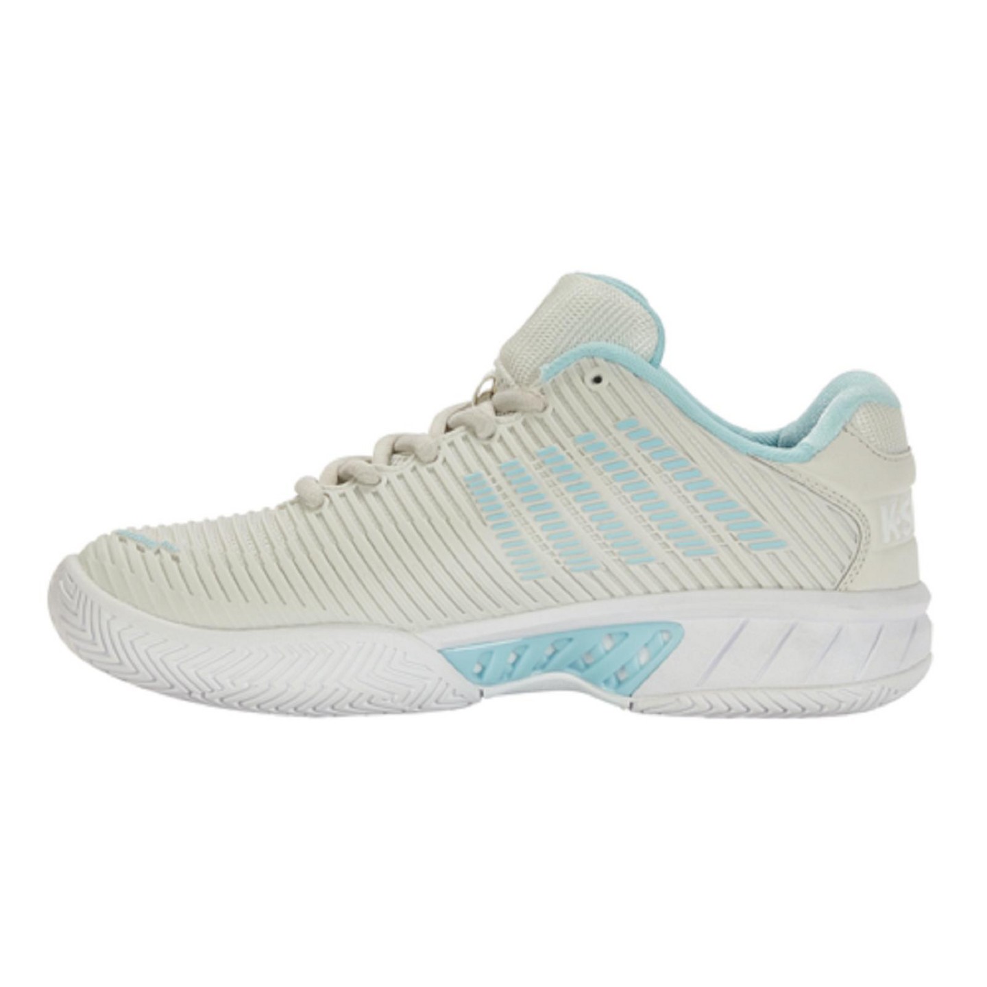 Женские кроссовки K-Swiss Hypercourt Express 2 Tennis Shoe (Vaporous Gray/White/Blue Glow), цвет: Серый — фото 3