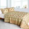 Slickblue 3-Piece Floral Cotton Quilt Set, Vermicelli-Quilted, Full/Queen Size, Machine Washable, Multi-Color - 2 of 4