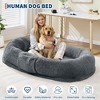 Human Dog Bed for Adult, 64.9" x 41.3" Large Giant Shared Bed for People Pets,Washable Faux Fur Removable,Bean Bag with Handle Side Pocket - 3 of 4