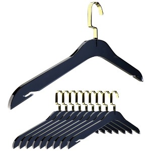 Designstyles Smoke Black Acrylic Clothes Hangers, Luxurious & Heavy-Duty Closet Organizers with Gold Hooks, Perfect for Suits and Sweaters - 10 Pack - 1 of 4