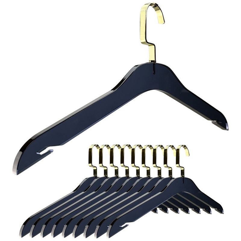 Designstyles Smoke Black Acrylic Clothes Hangers, Luxurious & Heavy-Duty Closet Organizers with Gold Hooks, Perfect for Suits and Sweaters - 10 Pack, 1 of 9
