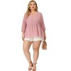 Agnes Orinda Women's Plus Size Chiffon Babydoll Long Sleeve V Neck Swiss Dots Blouses - 3 of 4