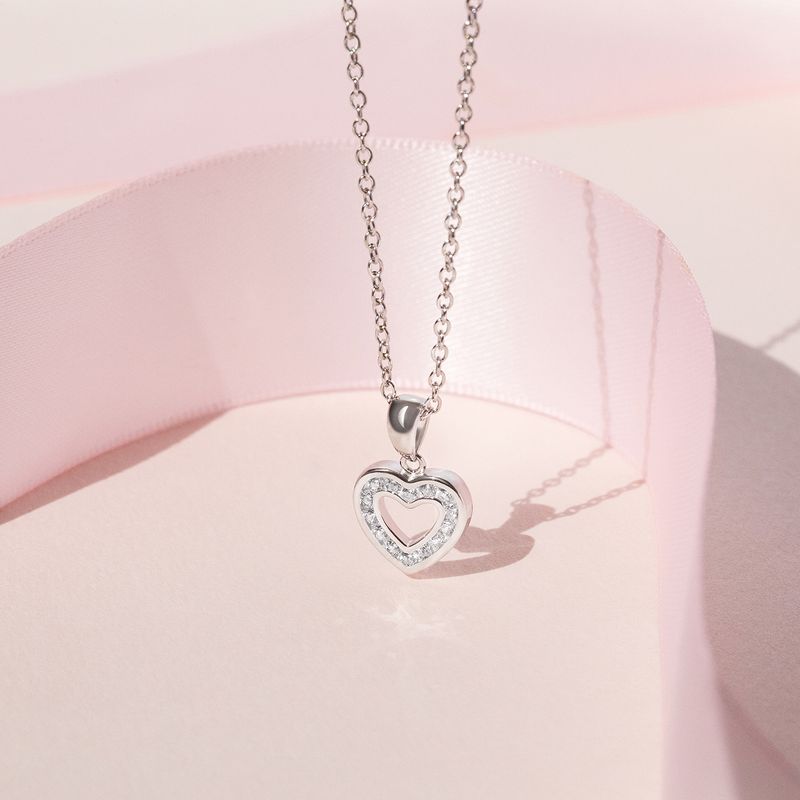Girls' Open CZ Heart Sterling Silver Necklace - In Season Jewelry, 5 of 8