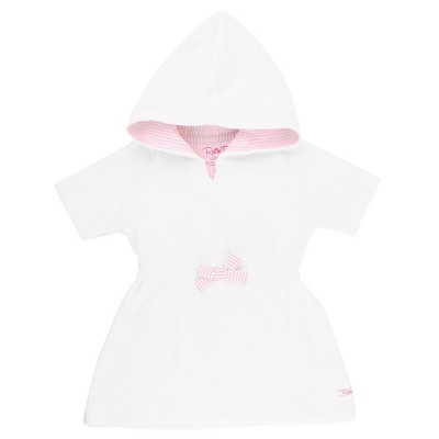 RuffleButts Navy Terry Tunic Cover-Up For Babies 6-12 Months - Hooded Beach Swim Cover Up Dress