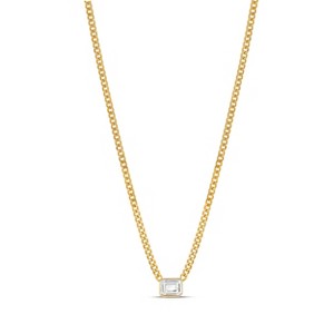 SHYMI Fancy Emerald Shape Curb Chain Necklace — .925 Sterling Silver, 14k Gold-Plated, Cubic Zirconia, Adjustable Chain - 1 of 1