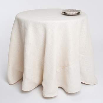 Saro Lifestyle Burlap Tablecloth, Ivory, 132" Round