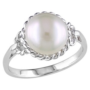 9-9.5mm Freshwater Cultured Pearl Ring in Sterling Silver - 6 - White, Women