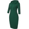 Coolmee Womens 3/4 Sleeve Hoodie Dress Casual Pocket Slim Pullover Knee Length Dress - 2 of 4