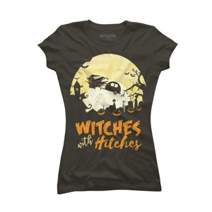 Junior's Design By Humans Halloween Camping Witches Hitches Funny By RedBirdLS T-Shirt - 1 of 3